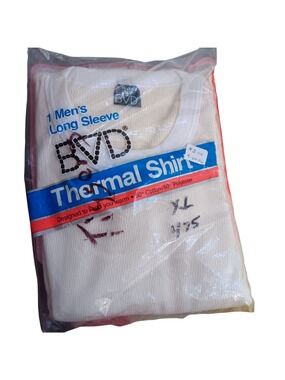 New Vtg BVD Mens XL Long Sleeve Thermal Waffle Logger Shirt 1986 USA